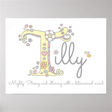 T for Tilly monogram letter art name meaning Poster | Zazzle.com