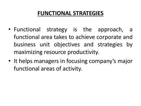 Functional Strategies