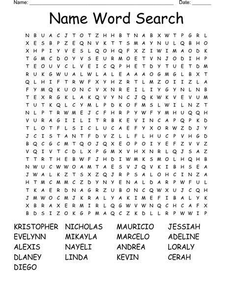 Name Word Search Wordmint