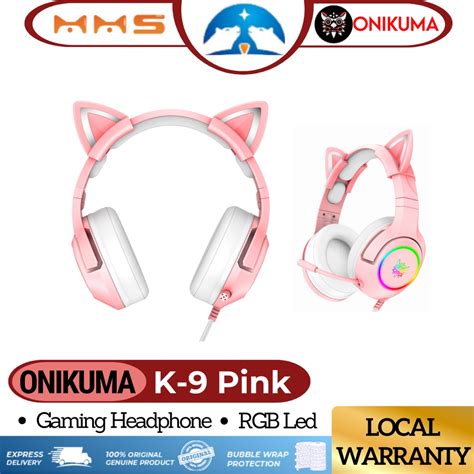 Onikuma K Pink Cute Cat Ear Headphone With Mic Cute Gaming Headset