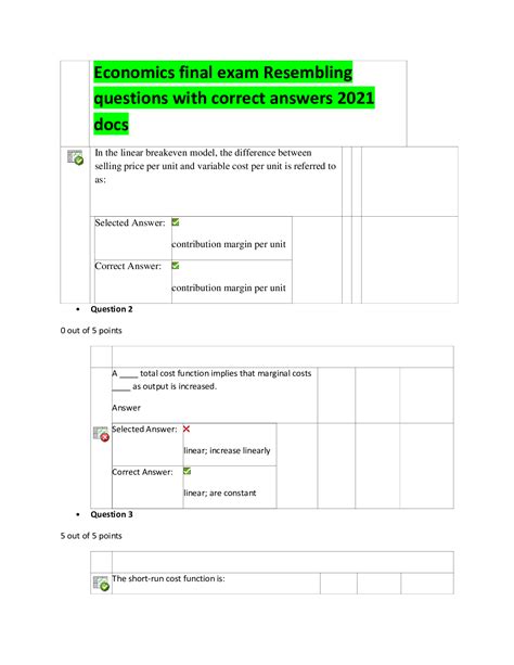 Economics Final Exam Resembling Questions With Correct Answers 2021 Docs Browsegrades