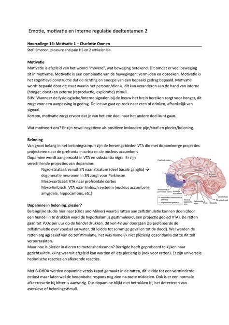 EMIR Hoorcolleges Deeltentamen 2 Emotie Motivatie En Interne