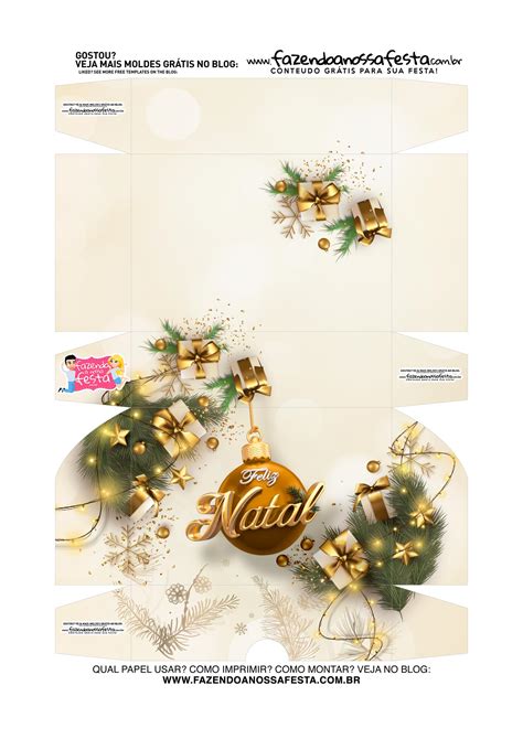 Caixa Para Doces Natal Dourado Fazendo A Nossa Festa