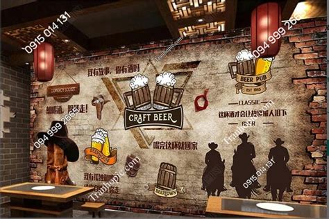 48 Mẫu Tranh 3d Dán Tường Quán Beer Rượu Quán Nhậu Đẹp