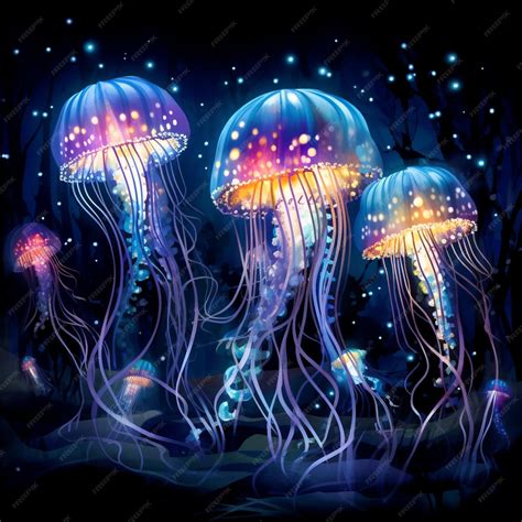 Premium Ai Image Dancing Jellyfish A Kaleidoscope Of Bioluminescent