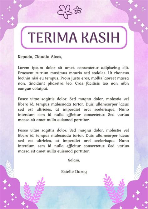 Contoh Surat Terima Kasih Gratis Siap Cetak Canva