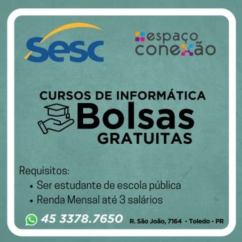 Sesc Toledo oferece bolsas gratuitas para o curso de informática para