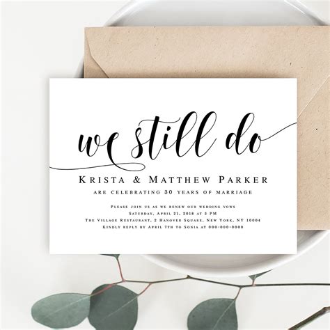 Vow Renewal Invitation Template Download We Still Do Etsy France