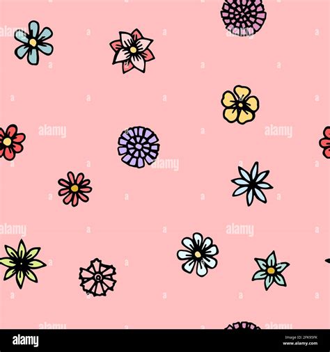 Fiori Illustrazione Senza Interruzioni Schizzo In Stile Cartone