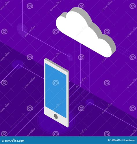 D Cloud Computing Icon Connected To A Smartphone Stock Vector