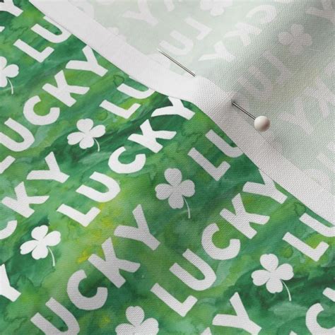 Small Scale Lucky Watercolor Green Fabric Spoonflower