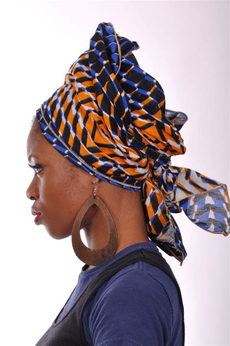 Blue And Orange African Print Ankara Head Wrap Tie Scarf Etsy