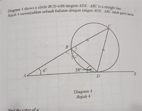 Solved Diagram Shows A Circle Bcd With Tangent Ade Abc Is A