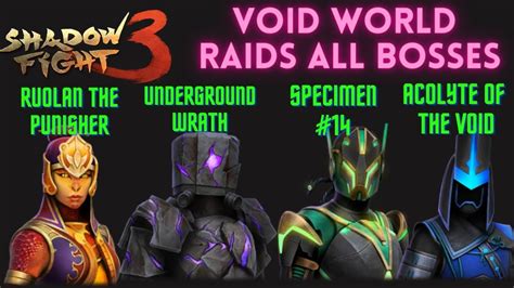 Shadow Fight 3 Void World All Boss Fights Youtube