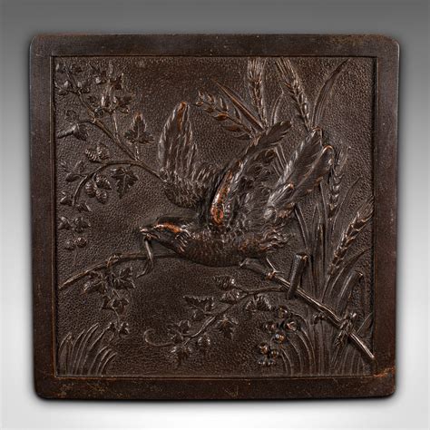 Pair Of Antique Decorative Wall Plaques Japanese Bronze Edo Period
