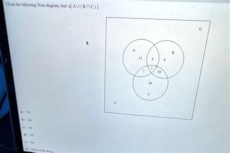 SOLVED Given The Following Venn Diagram Find AU Bnc