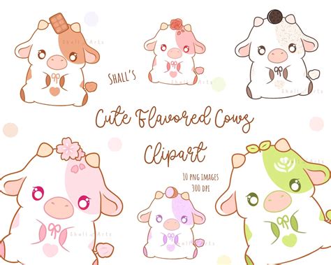 Kawaii Flavored Cows Clipart Cows Png Cute Cows Clipart Chocolate