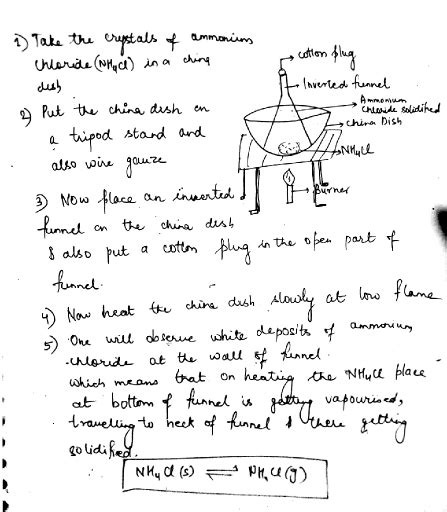 Design an experiment to show that ammonium chloride undergoes sublimation - Science - Matter in ...