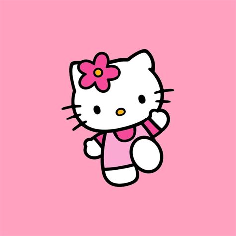 The Hello Kitty Wallpaper Is Pink And Has A Flower In It S Hair