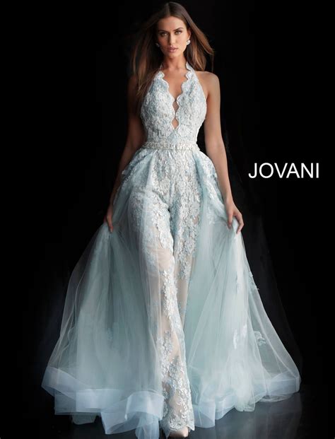 Jovani Light Blue Lace Prom Jumpsuit With Over Jumpsuit Prom