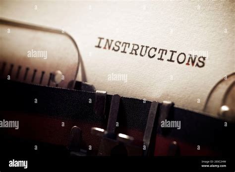Instructions Word Written With A Typewriter Stock Photo Alamy