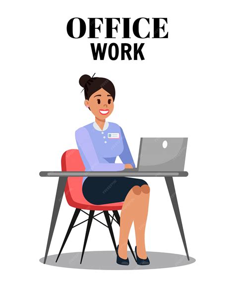 Premium Vector Office Work Flat Vector Illustration With Text