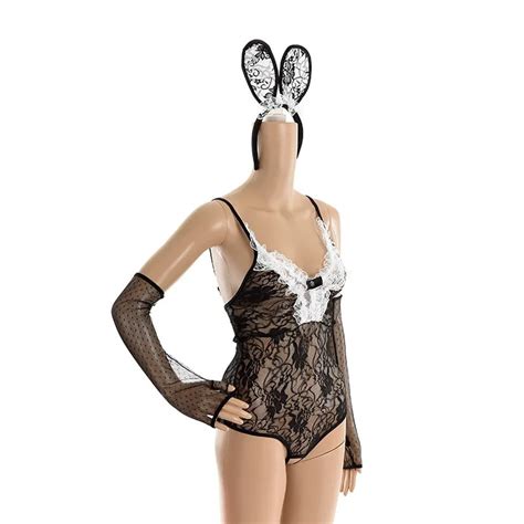 Costume De Lapin De Lapin En Dentelle Sexy Lingerie Set Pour Les Femmes