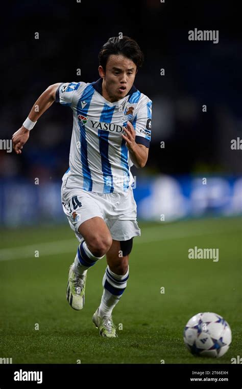 Takefusa Kubo Of Real Sociedad In Action During The UEFA Champions