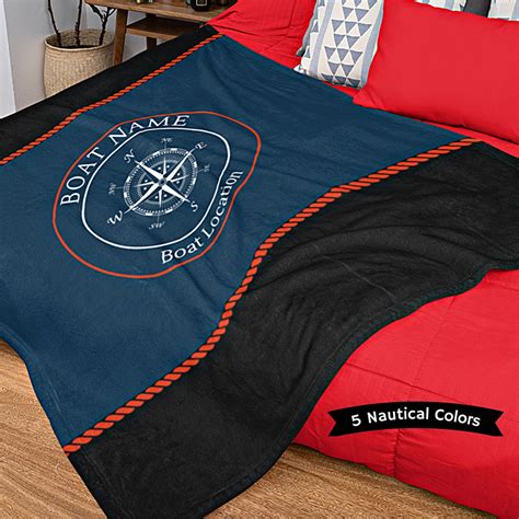 Personalized Text Nautical Sherpa Blankets