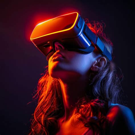 Premium Photo Woman Wearing A Vr Headset And Interacting With Virtual