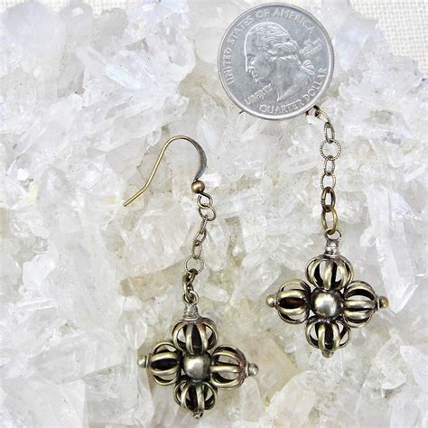 Boho Double Dorje Dangle Earrings Honoring The Sacredhonoring The Sacred