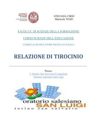 Relazione Di Tirocinio Defini Oratorio Salesiano San Luigi