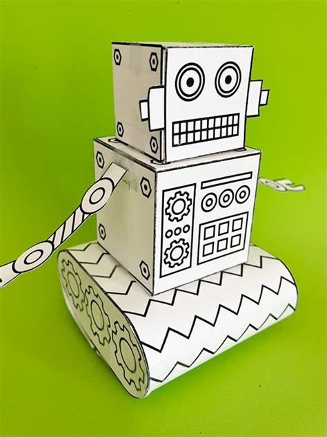 Free Printable 3d Build A Robot Craft Pjs And Paint