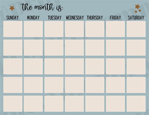 Blue Monthly Calendar Etsy