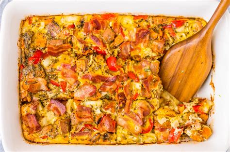 Paleo Breakfast Casserole With Sweet Potatoes Bacon Eggs And Veggies