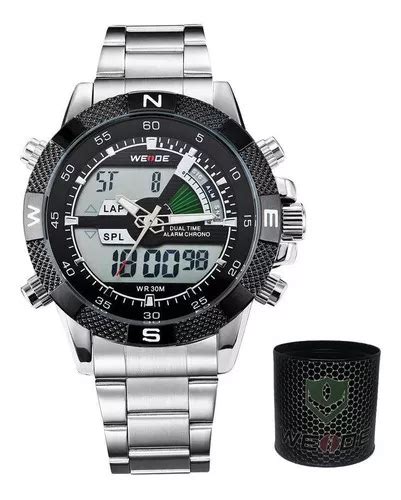 Reloj Weide Anadigi Wh 1104 Para Hombre Plateado Y Negro MercadoLibre