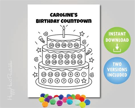 Printable Birthday Countdown Calendar Printable Word Searches