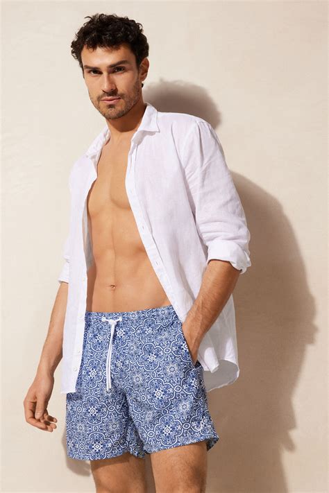 Blue Majolica Print Swim Trunks Intimissimi