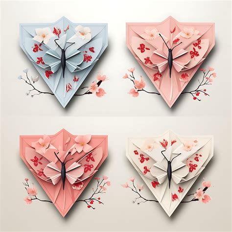 Conjunto De Desenho De Cartas De Amor De Grua De Papel Chiyogami