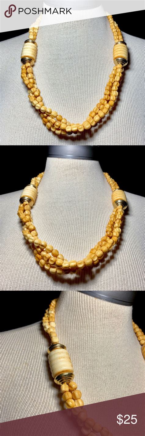 Vintage Multi Strand Bone Chunky Bead Necklace Chunky Bead Necklaces