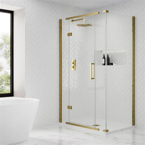 Aquadart Inline 2 Sided Brass Shower Enclosure 1200 X 900mm