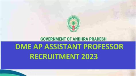 Dme Ap Recruitment For Assistant Professor Posts Apply Here