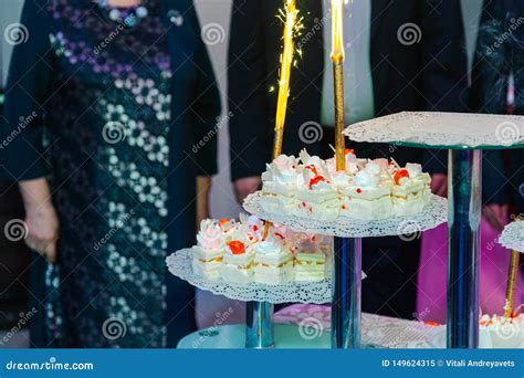 Wedding Cake With Fireworks On A Dark Background Cold Fire