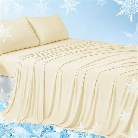 YIYEA Cooling Sheets King Size Arc Chill Q Max Cooling Sheets For Hot Sleepers Deep Pocket
