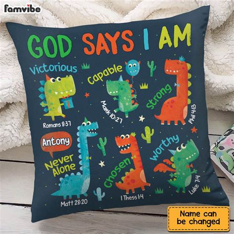 Personalized T For Grandson God Says I Am Dinosaur Pillow Famvibe