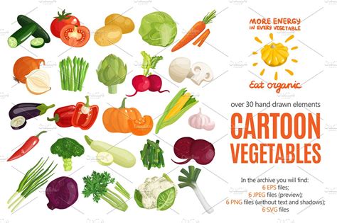 Cartoon Vegetables Set Masterbundles