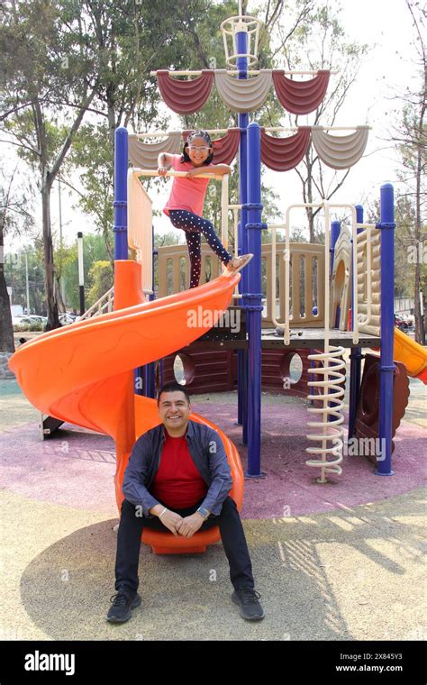 Divorced Single Dad Plays With His Brunette Latina Daughter On The Park