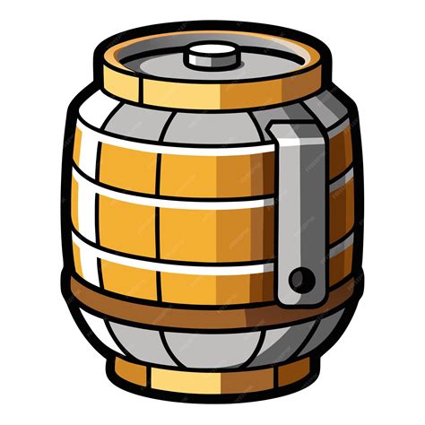 Metal beer keg clipart vector art and illustration | Premium AI