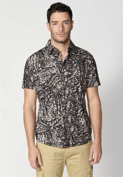 Koroshi Short Sleeve Overhemd Black Zwart Zalando Nl