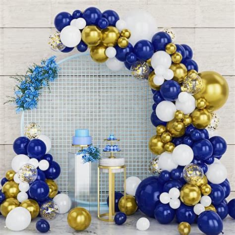 Arco De Globos Azul Dorado Y Blanco